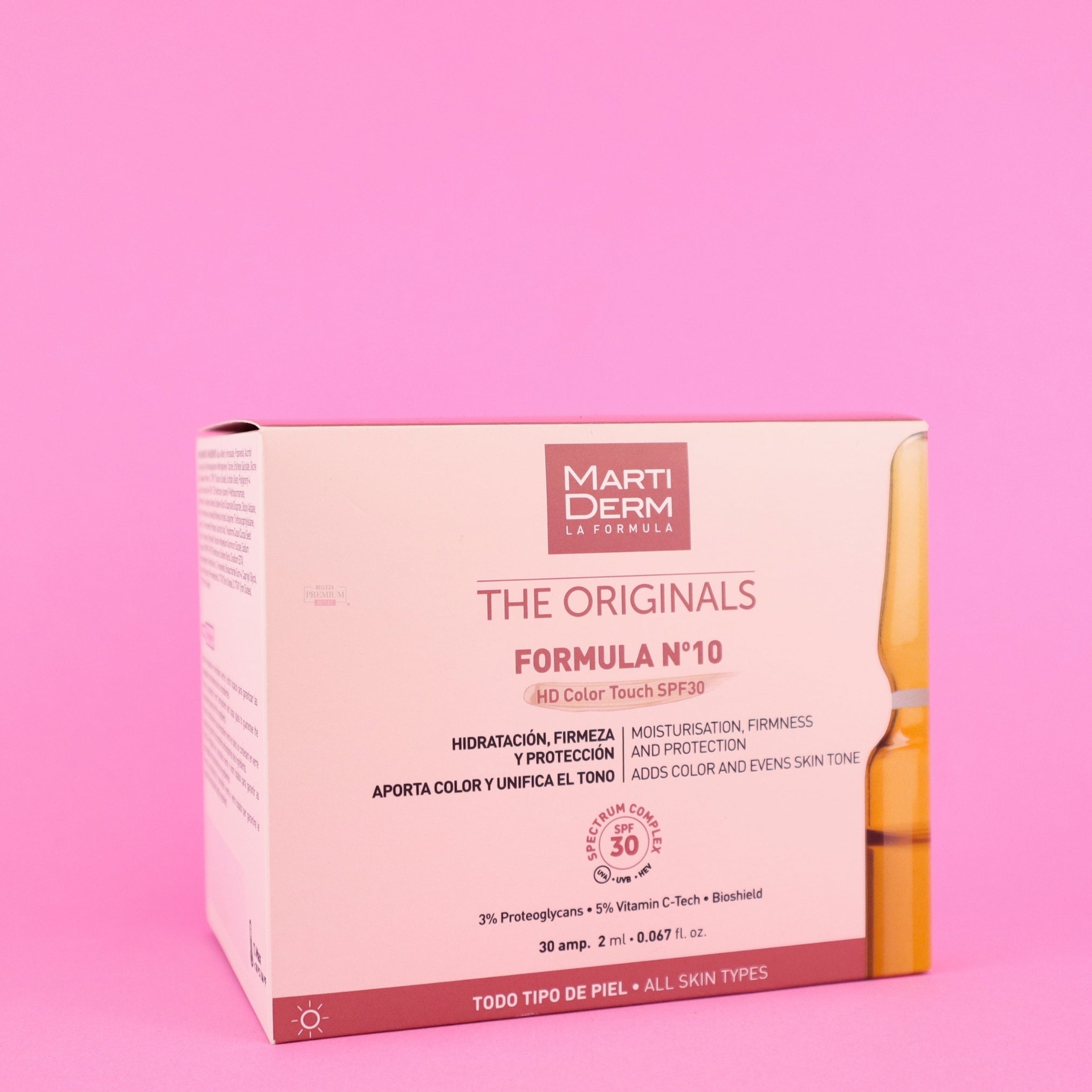MartiDerm Formula Nº10 HD Color Touch SPF30 30 Ampollas | Protección Solar y Color Personalizado para la Piel