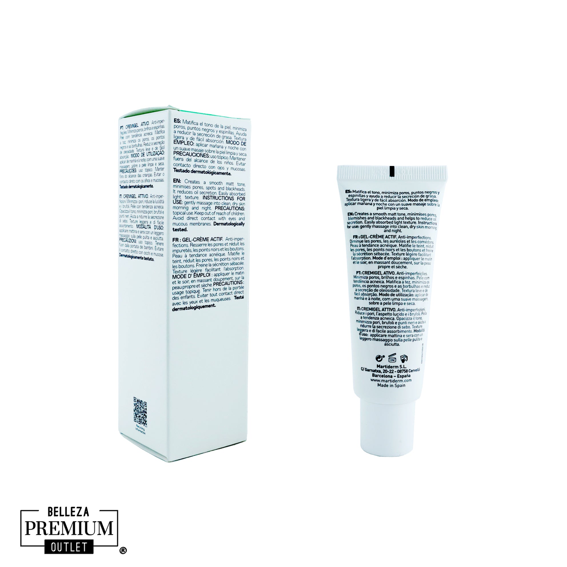 MartiDerm Acniover CremiGel 40ml | Tratamiento Intensivo Antibacterial y Regulador para Piel con Imperfecciones