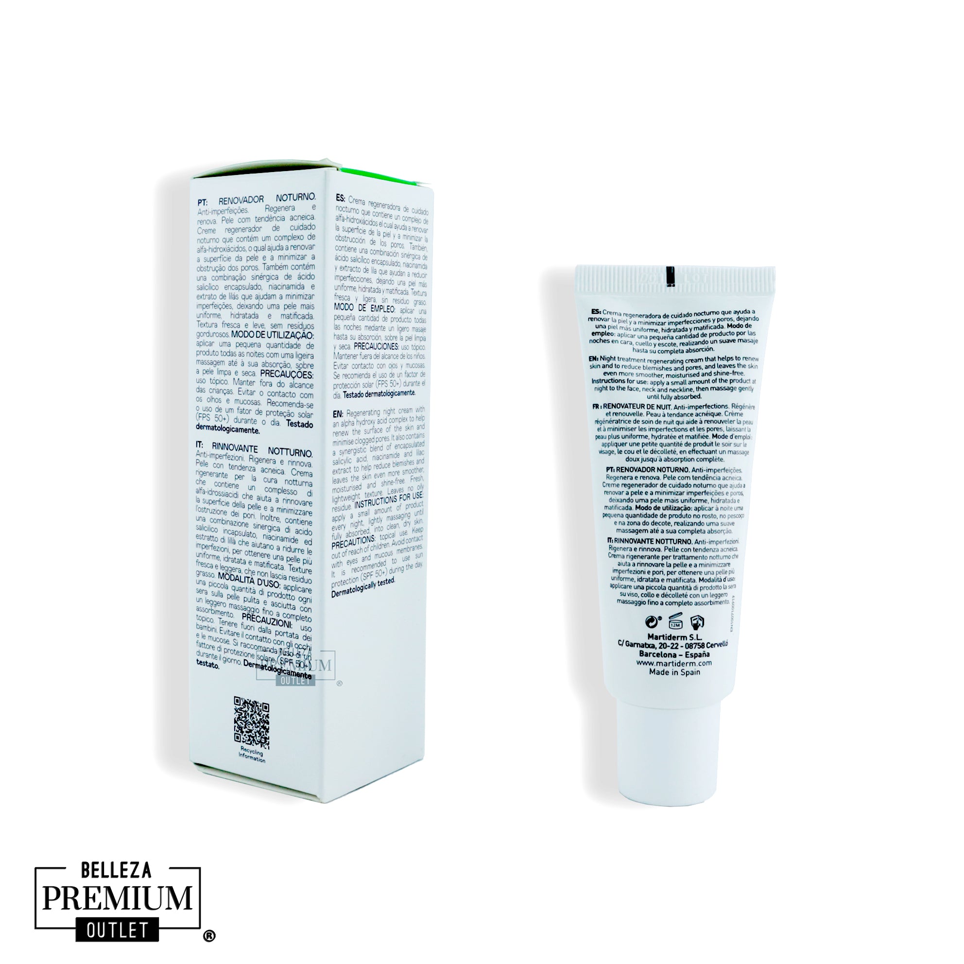 MartiDerm Acniover Renovador Nocturno 40ml | Tratamiento Nocturno Renovador para Piel con Imperfecciones