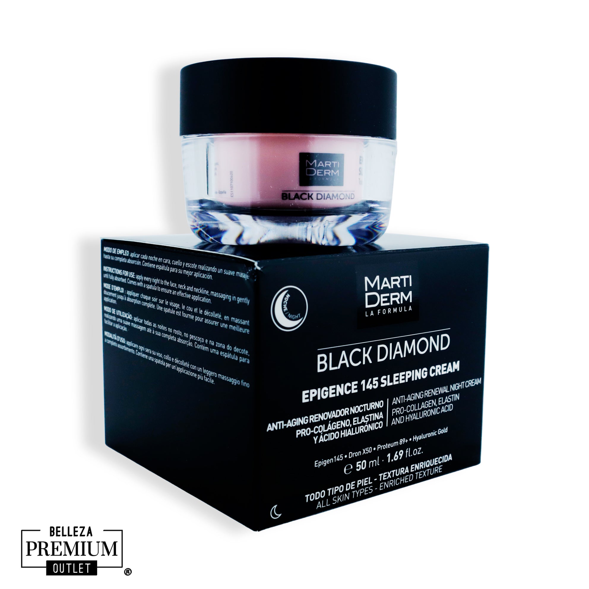 MartiDerm Black Diamond Epigence 145 Sleeping Cream 50ml | Crema Nocturna Reafirmante y Regeneradora