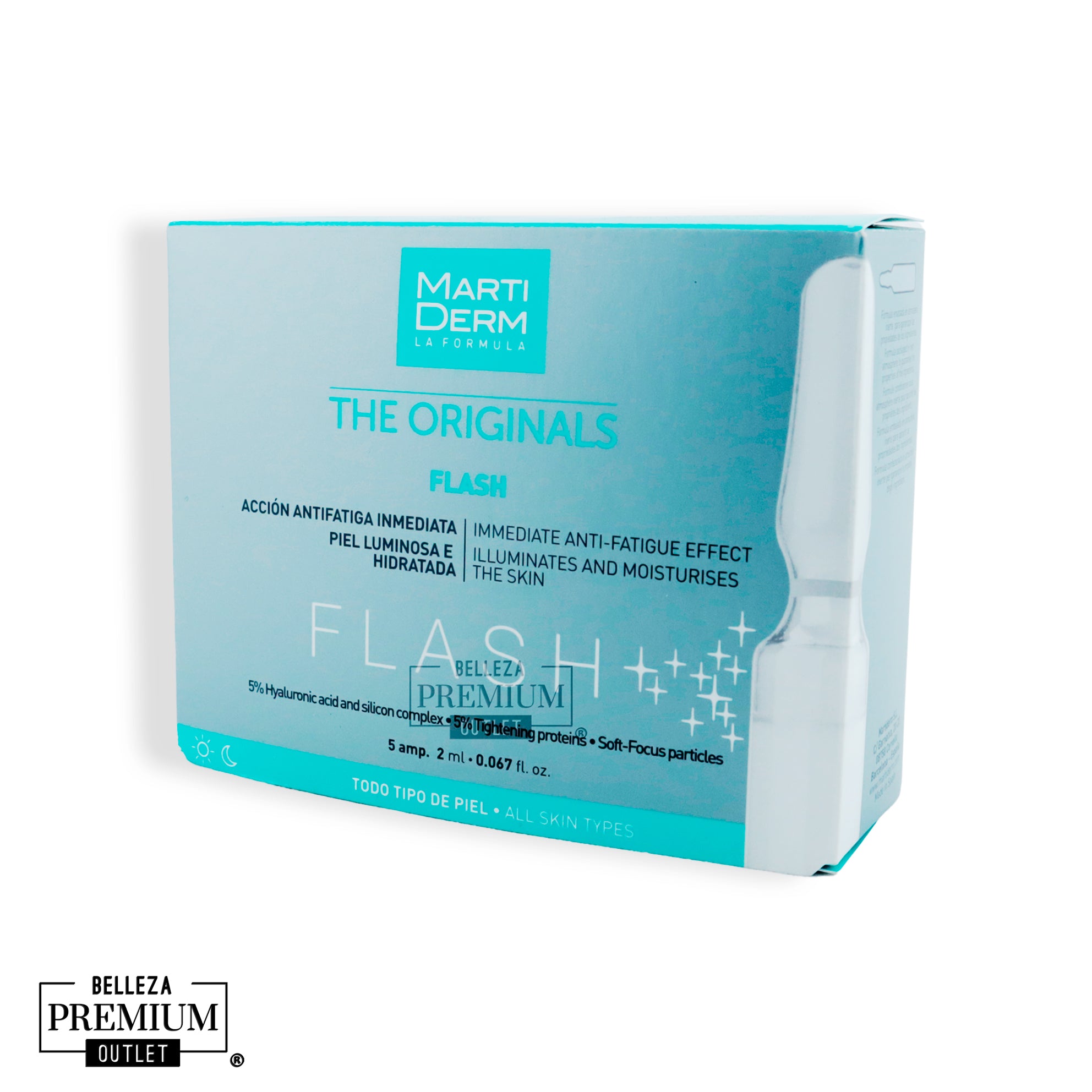MartiDerm THE ORIGINALS FLASH Serum 5 Ampolletas | Efecto Lifting y Luminosidad Instantánea para una Piel Perfecta al Instante