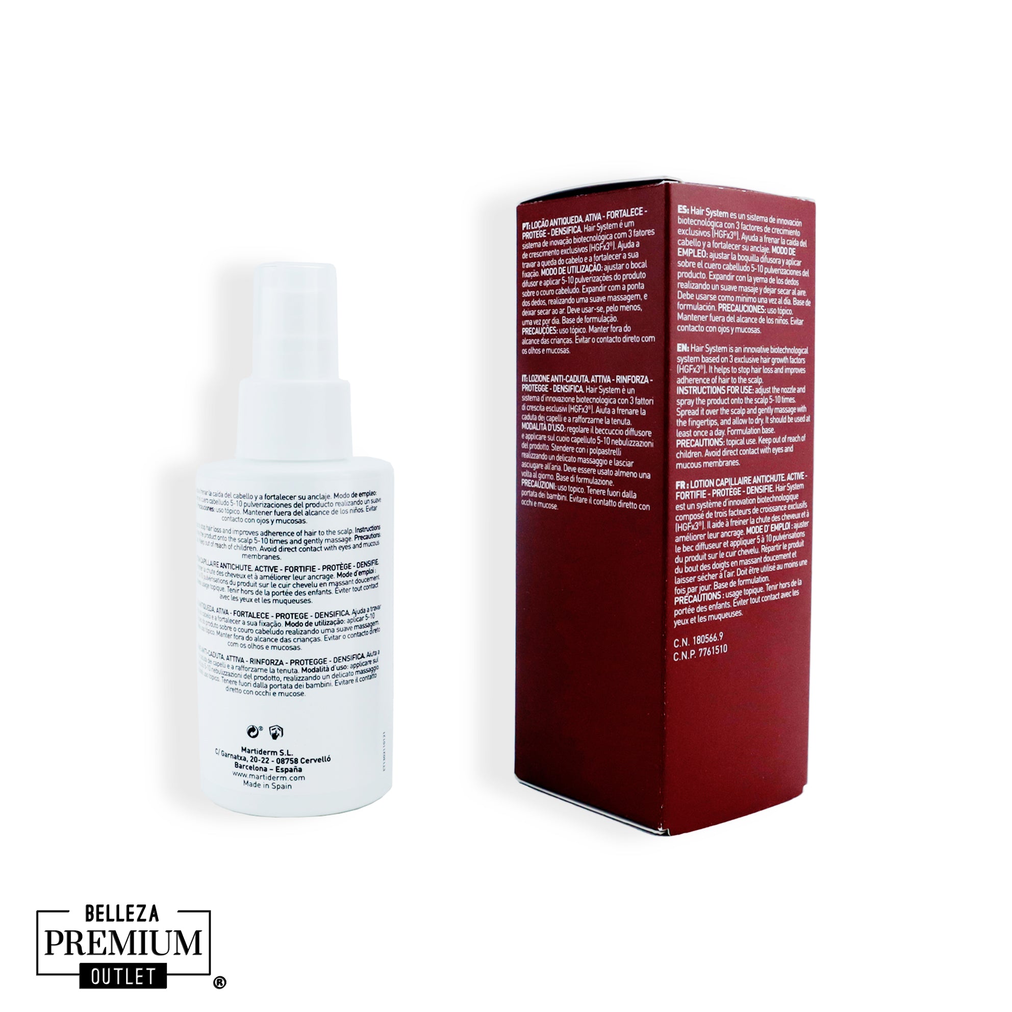 MartiDerm Hair System 3GF Anti Hairloss Lotion 100ml | Loción Anticaída y Fortalecedora para un Cabello Más Fuerte