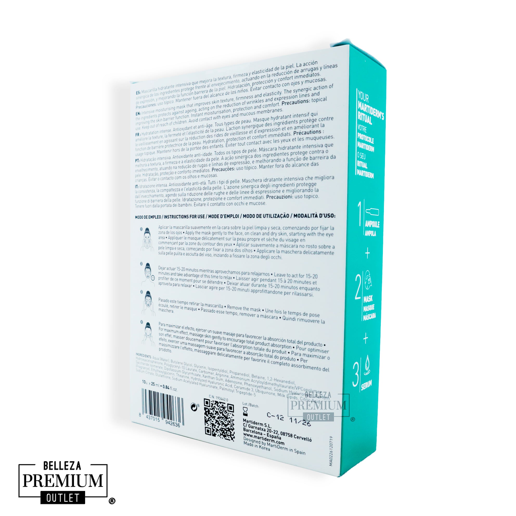 MartiDerm Moisturising Mask 10 Piezas | Hidratación Intensa y Revitalización para la Piel