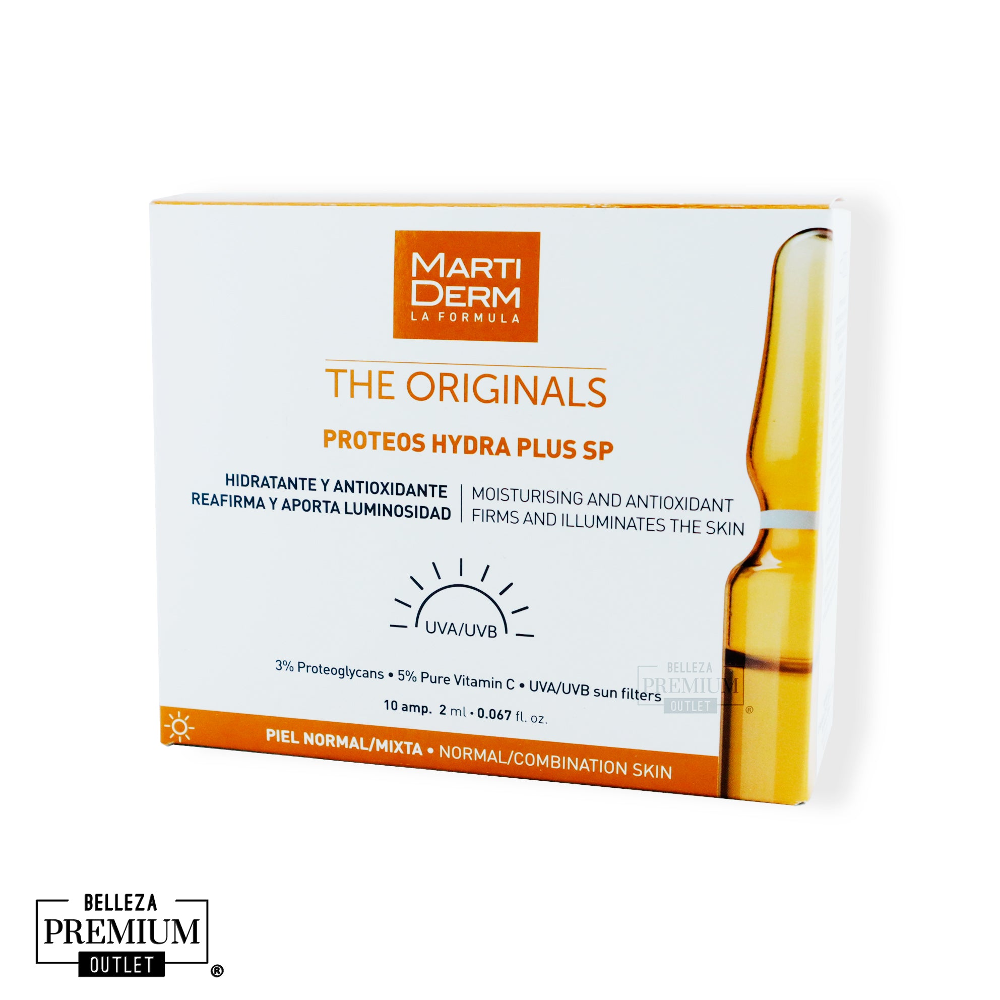 MartiDerm THE ORIGINALS PROTEOS HYDRA PLUS SP 10 Ampolletas (EASY OPEN) | Hidratación Profunda y Luminosidad Instantánea para tu Piel