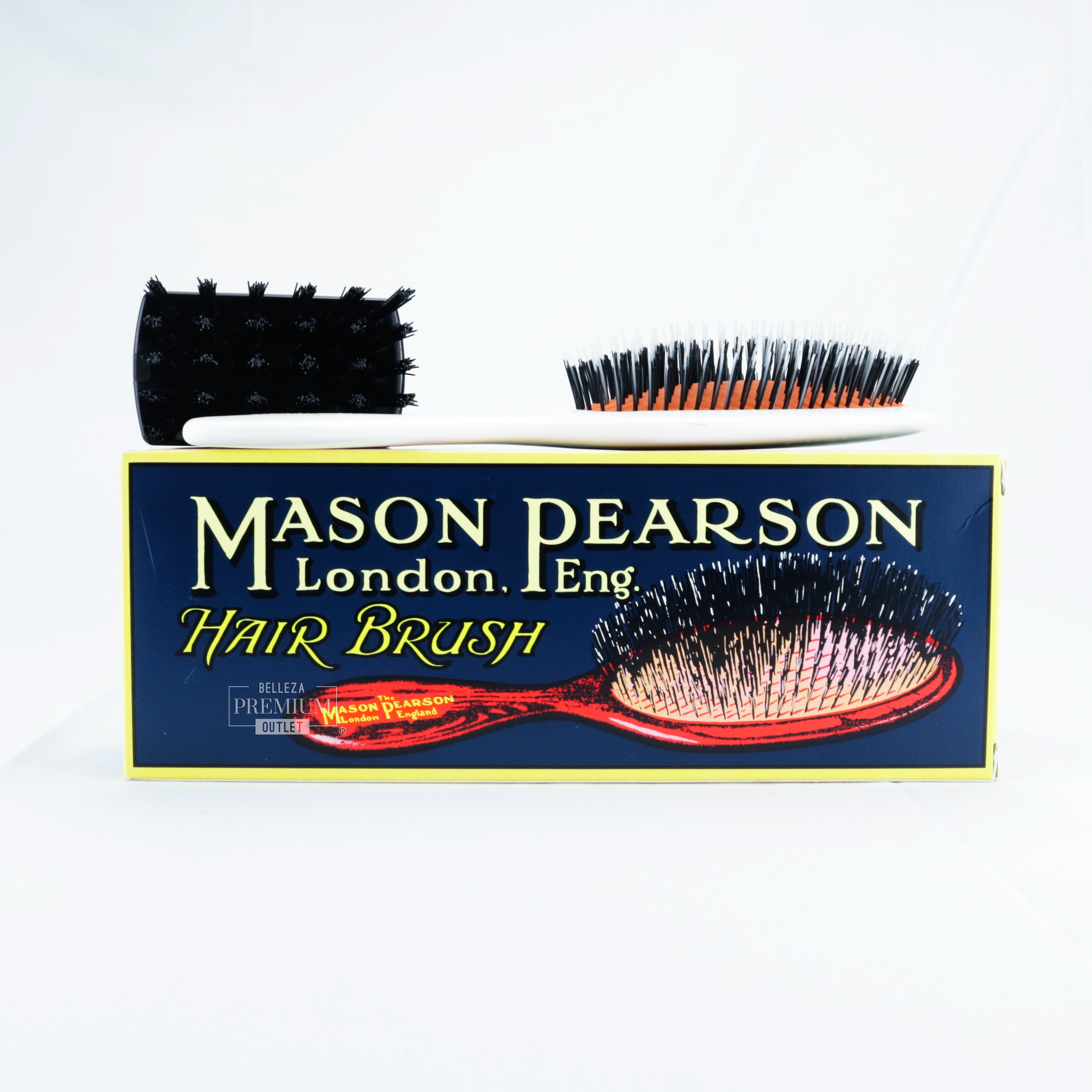 Mason Pearson BN1 Populair Bristle & Nylon Wit | Cepillo Profesional Compacto para Cabello Suave y Brillante