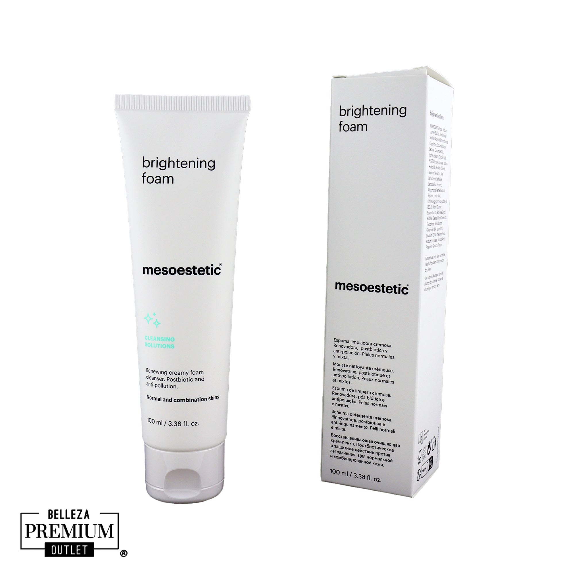 Mesoestetic Brightening Foam – Limpieza Iluminadora, Piel Uniforme y Frescura Renovada