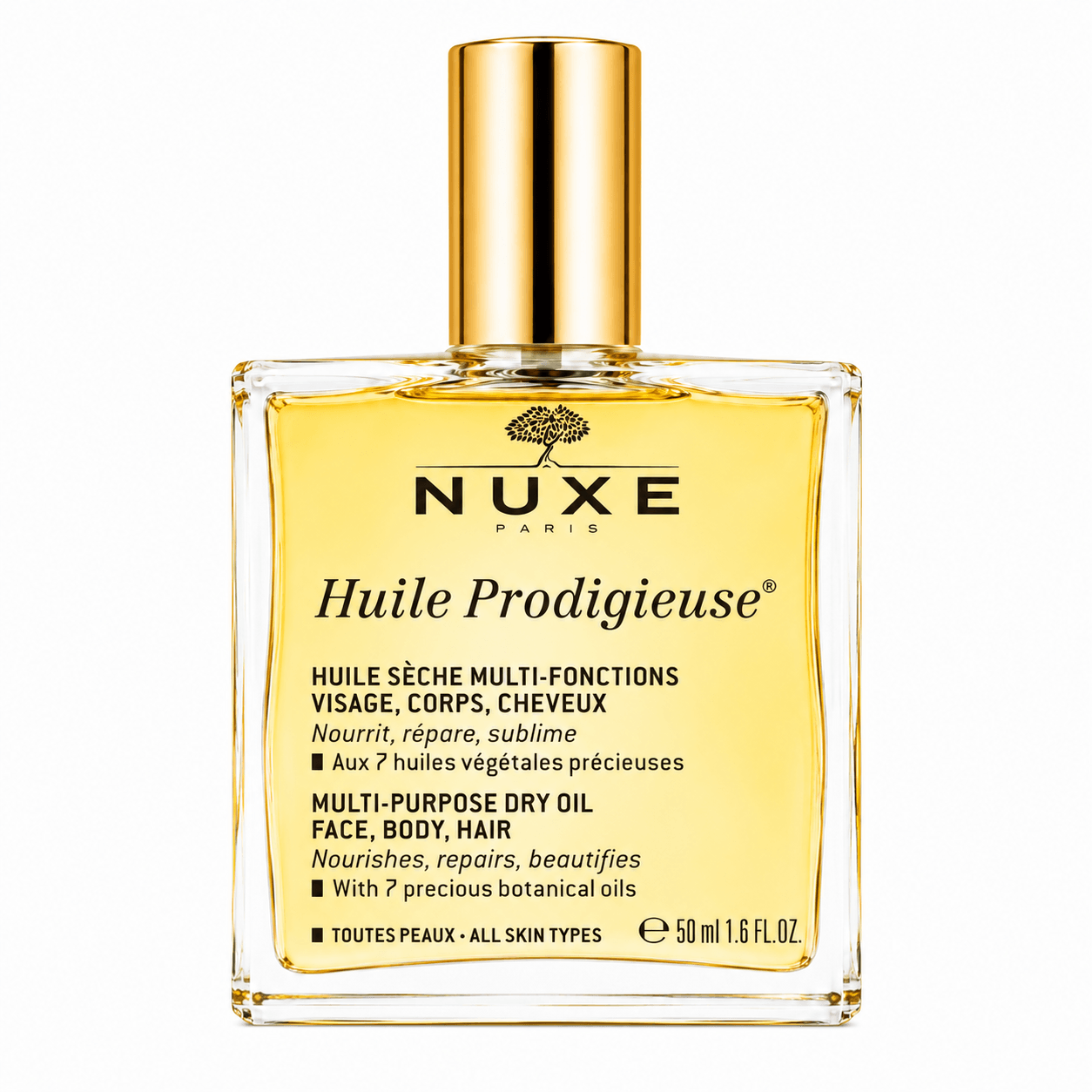 Nuxe Huile Prodigieuse® -Aceite Seco Multifunción Rostro, Cuerpo y Cabello 50ml