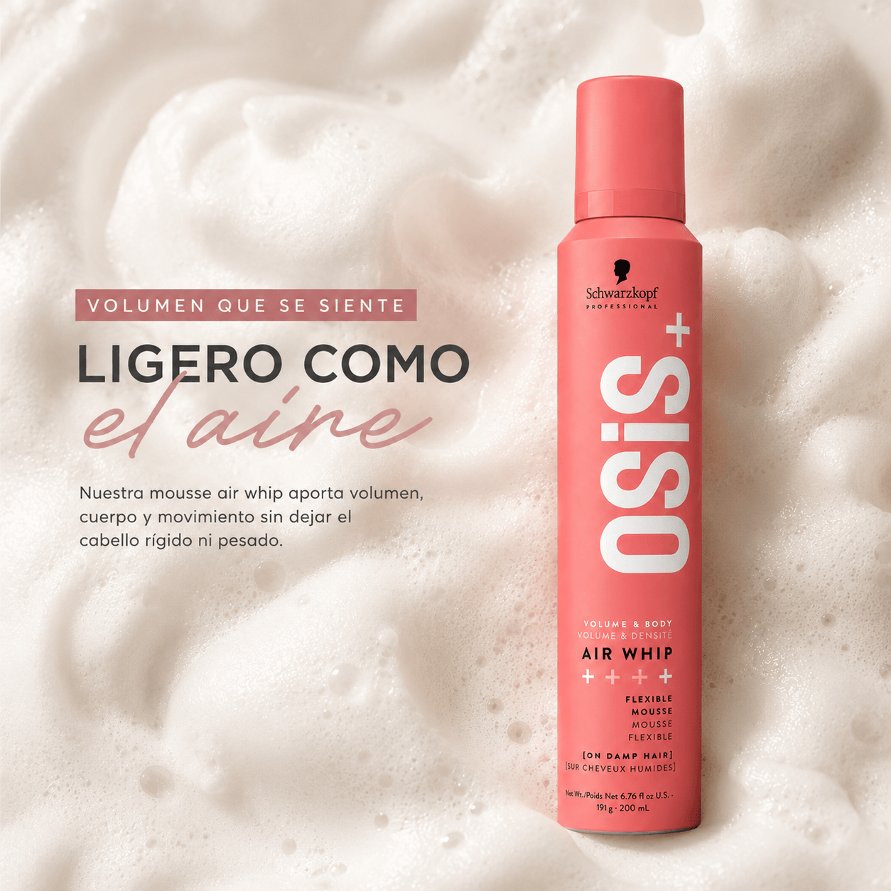 Schwarzkopf Professional OSiS+ Air Whip 200ml-Espuma Flexible
