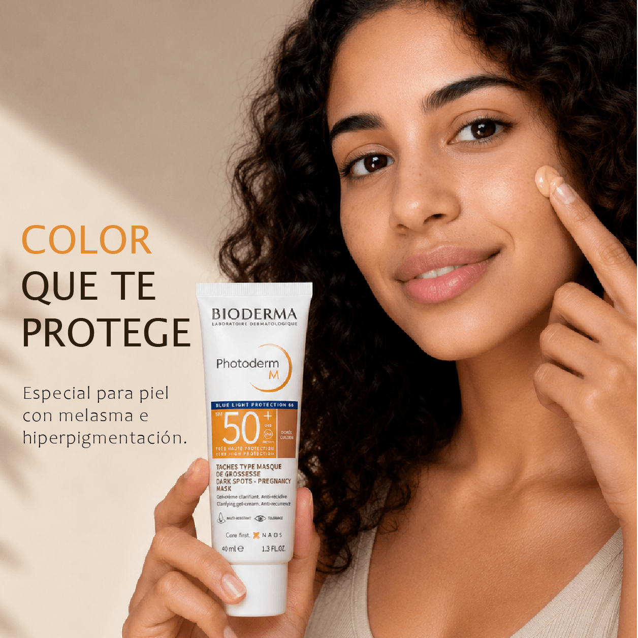 Bioderma Photoderm M Golden Dorée SPF50+ 40ml – Protección Solar Facial con Efecto Tinte Dorado