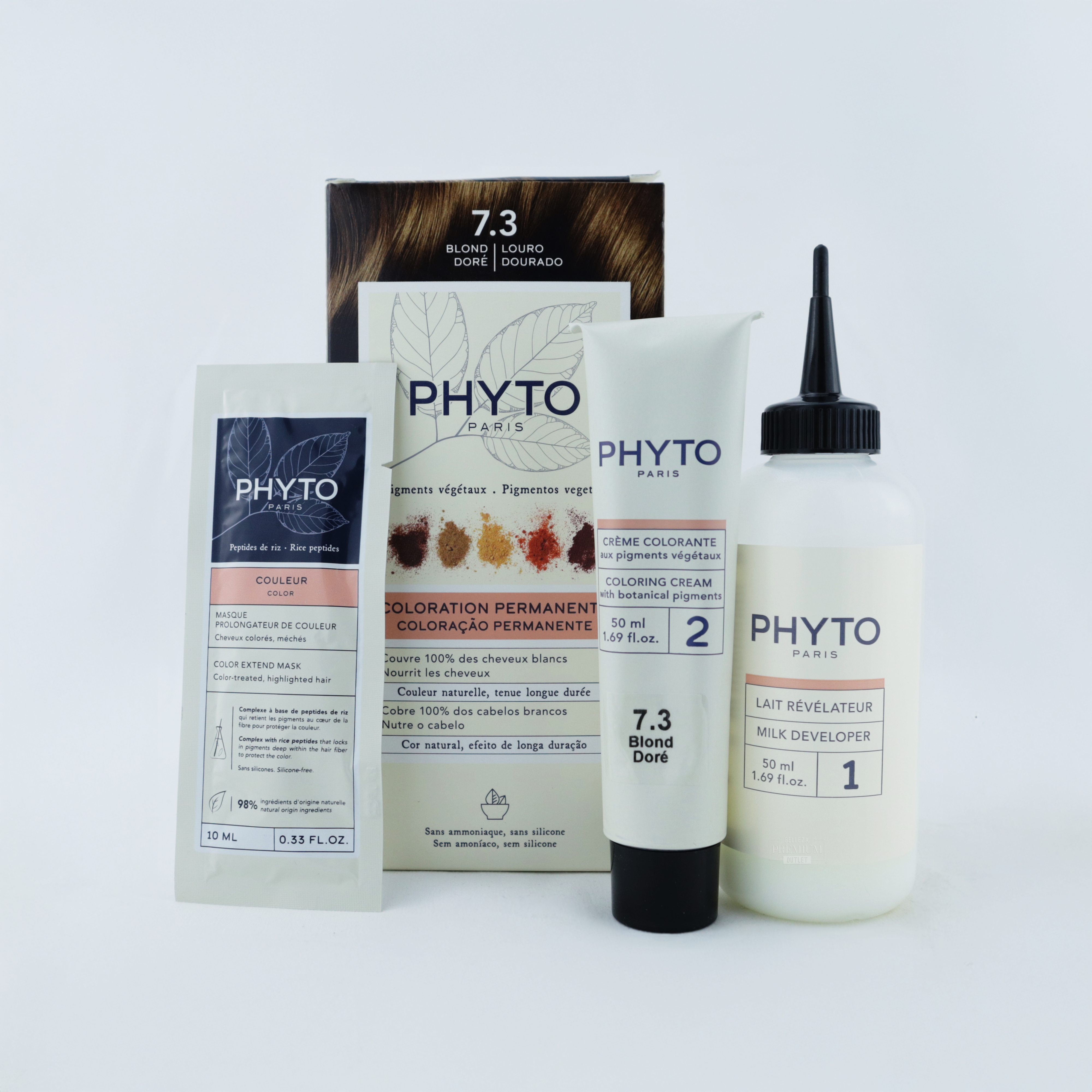 Phyto Phytocolor Set 7.3 - Golden Blonde: Un rubio dorado sensacional para un cabello radiante