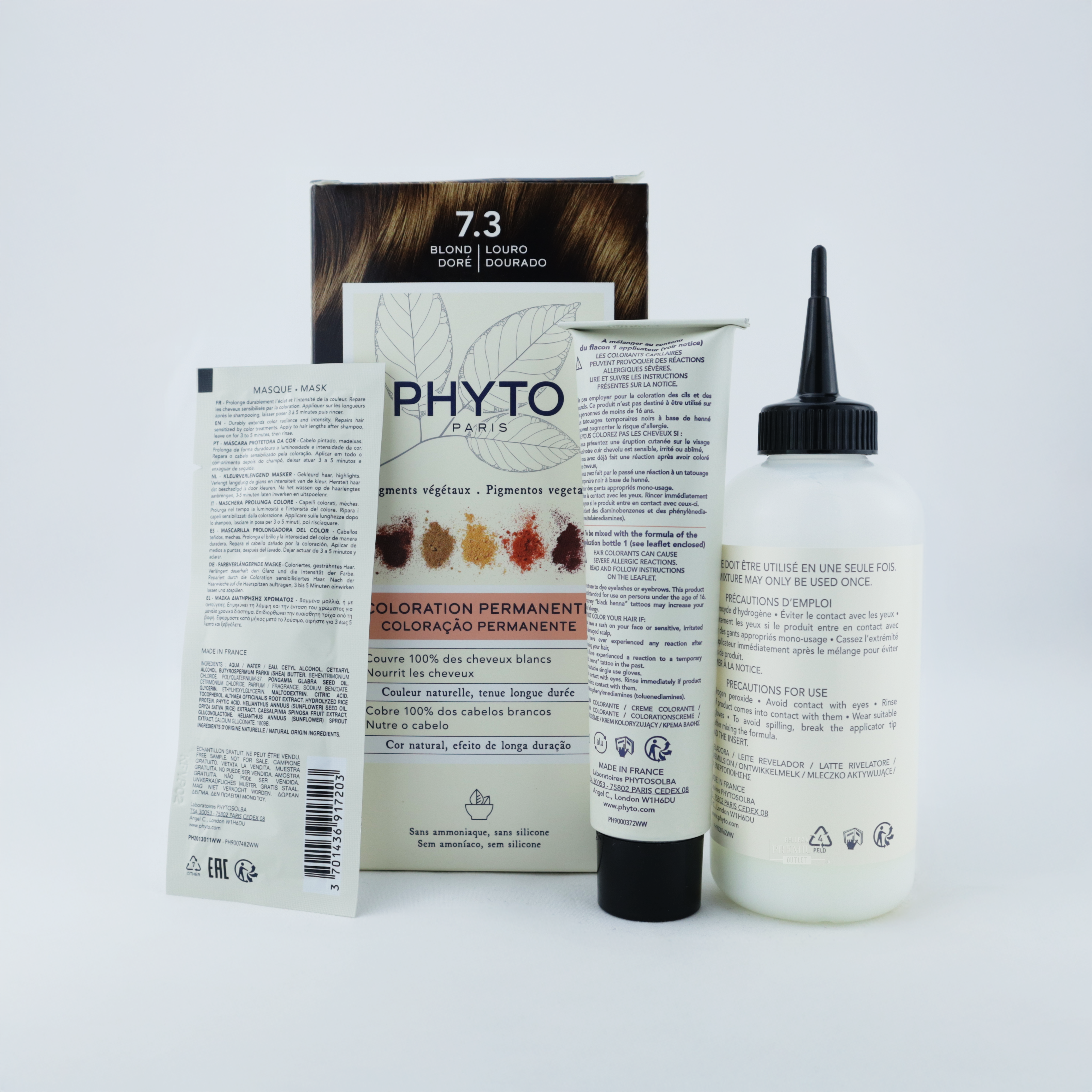 Phyto Phytocolor Set 7.3 - Golden Blonde: Un rubio dorado sensacional para un cabello radiante