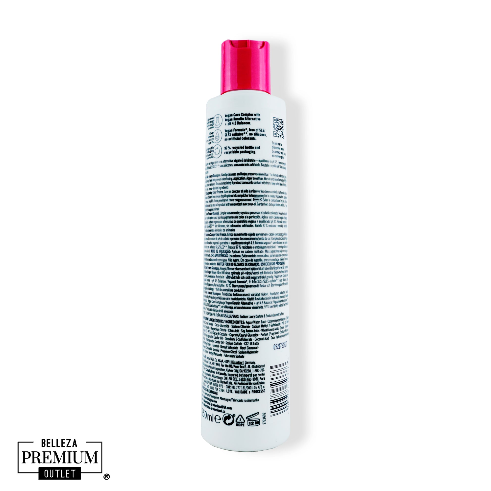 Schwarzkopf Professional BC Color Freeze Shampoo 250ml – Protección Intensa y Brillo Duradero para tu Color