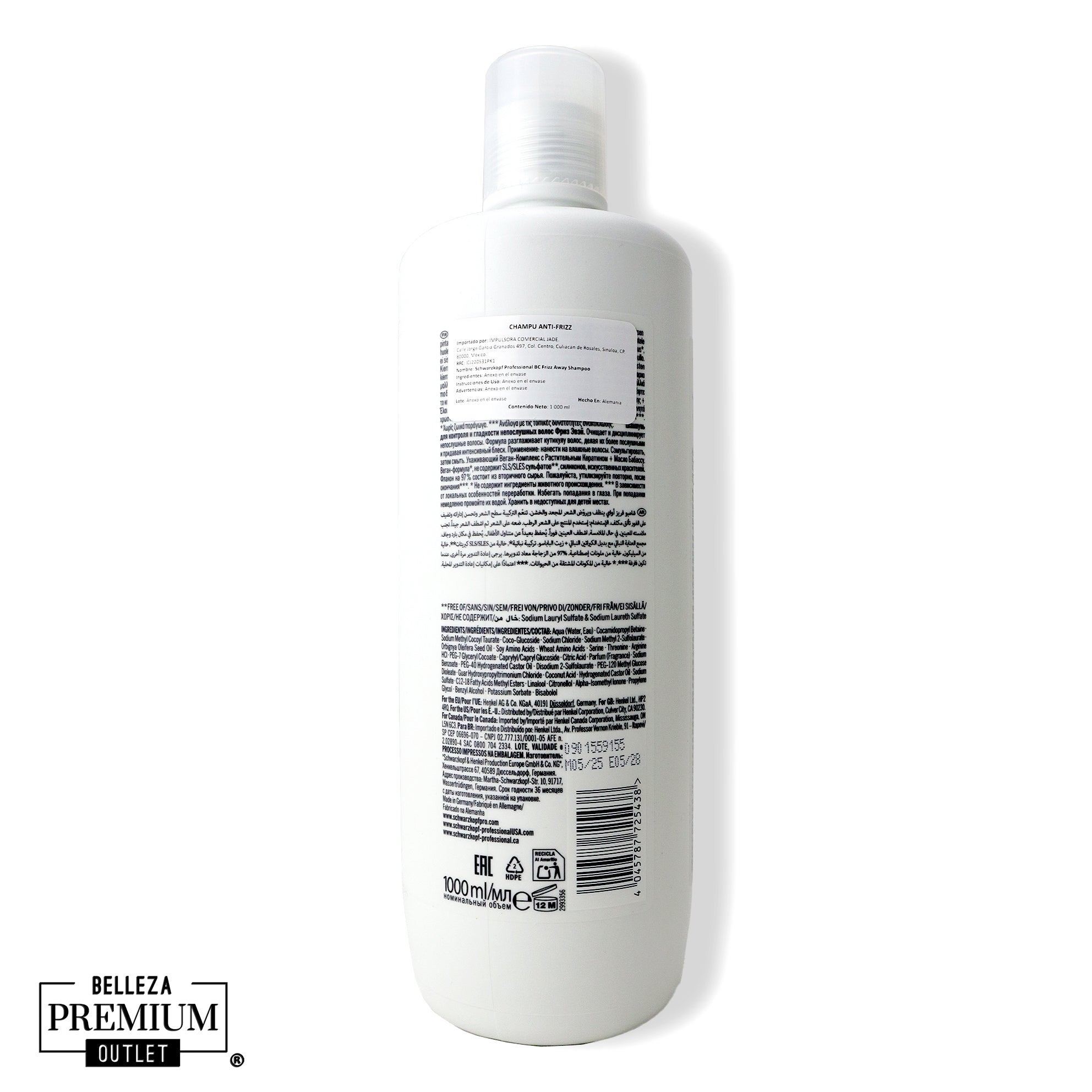 Schwarzkopf Professional BC Frizz Away Shampoo 1000ml