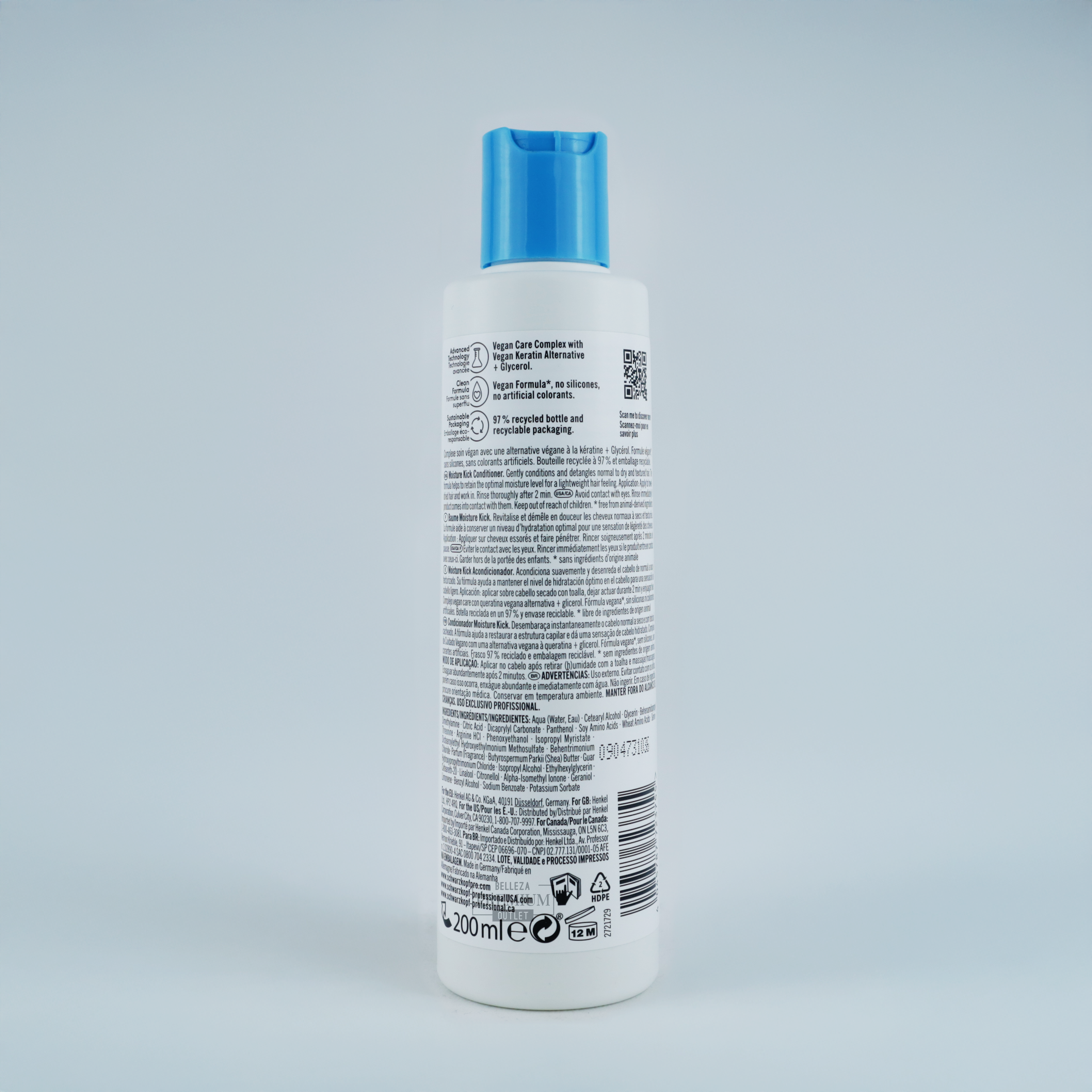 Schwarzkopf Professional BC Moisture Kick Conditioner 200ml – Hidratación Intensa y Cabello Suave y Sedoso