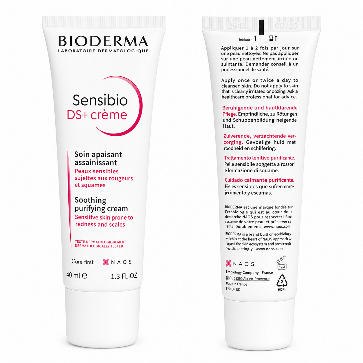 Bioderma Sensibio DS+ Crema Purificante 40ml – Cuidado Calmante para Piel Sensible con Enrojecimiento y Descamación