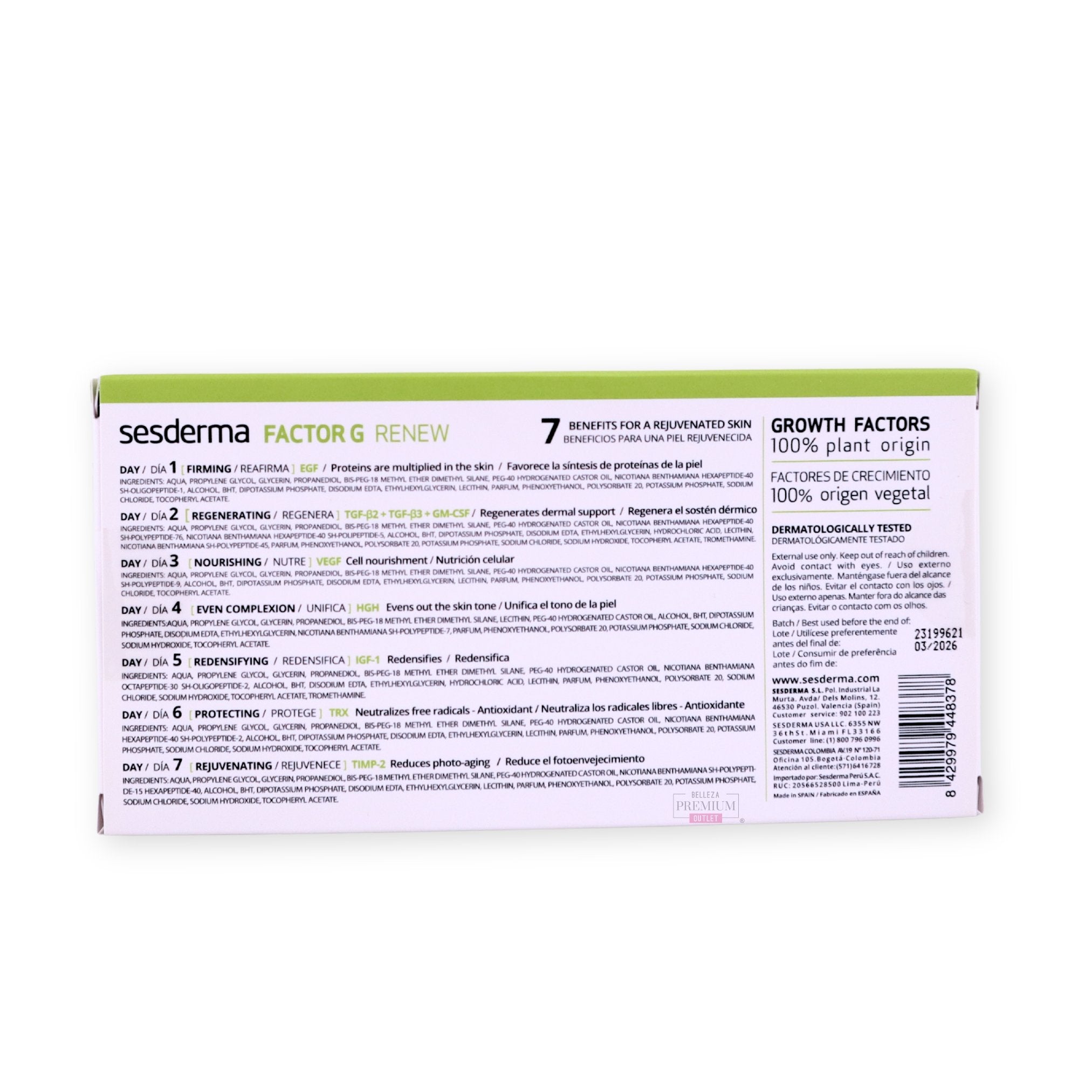 Sesderma Factor G Bioestimulant Ampoules 7x1,5ml – Renovación y Vitalidad Concentrada para tu Piel