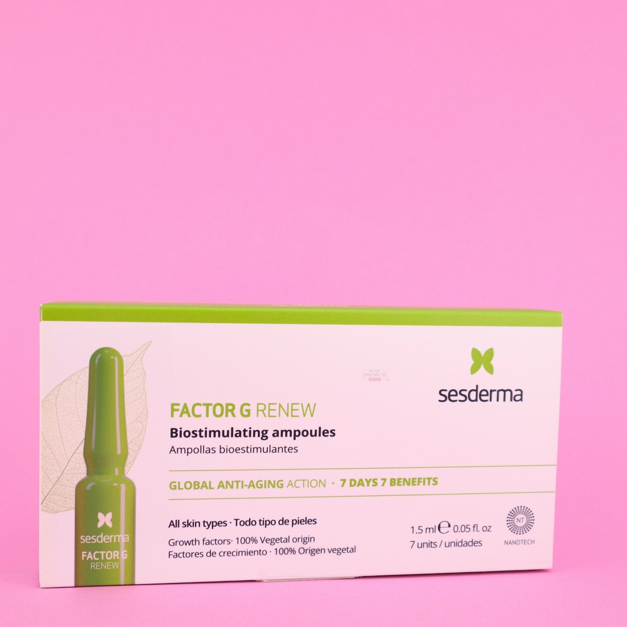 Sesderma Factor G Bioestimulant Ampoules 7x1,5ml – Renovación y Vitalidad Concentrada para tu Piel