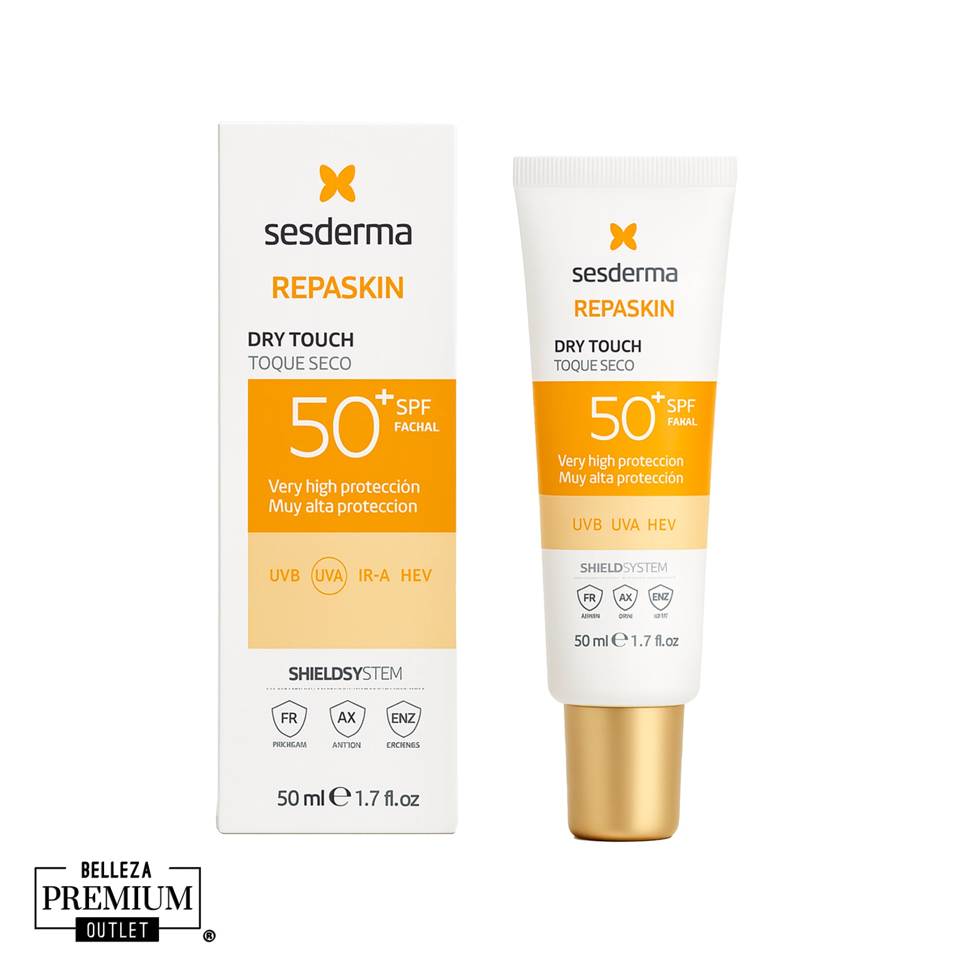Sesderma Repaskin Protector Solar Toque Seco SPF50+ 50ml – Máxima Protección y Acabado Ligero para tu Piel