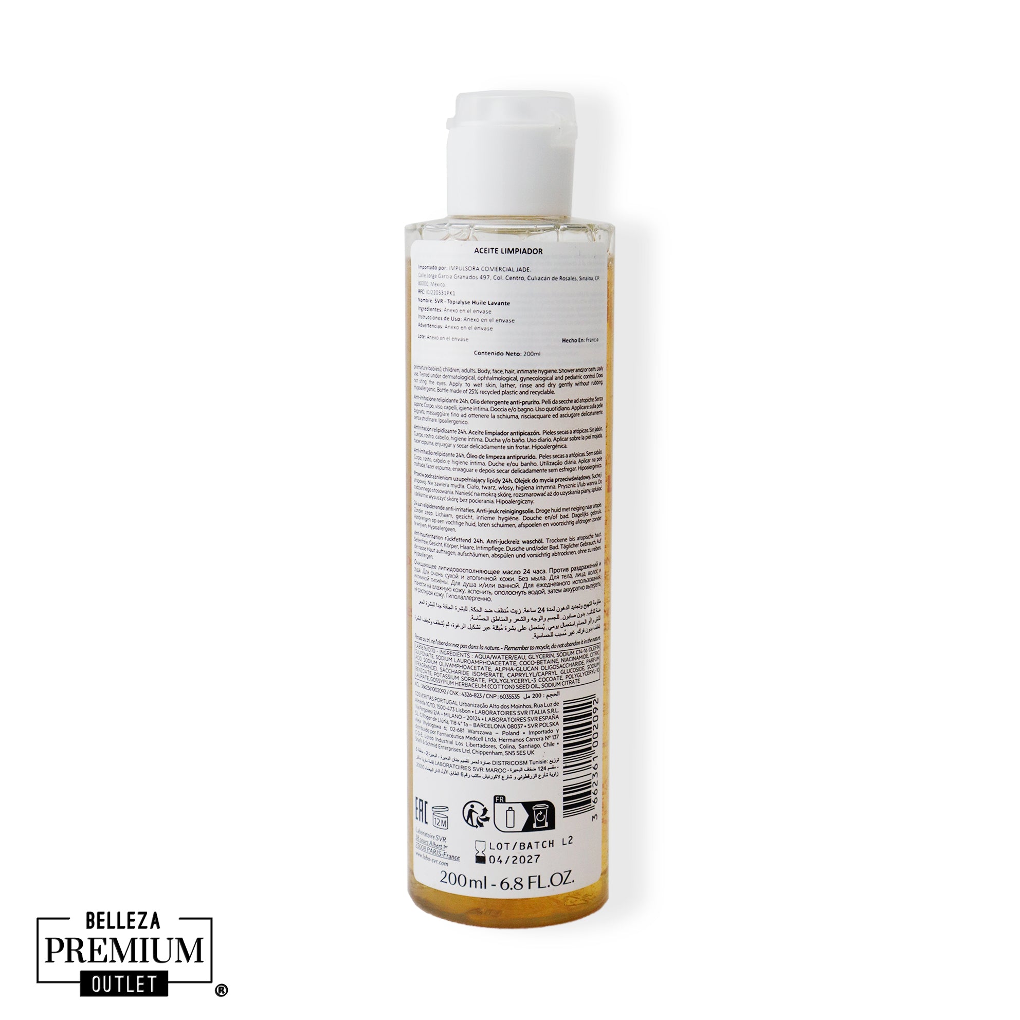 SVR Topialyse Huile Lavante 200ml – Limpieza Suave y Nutritiva para Piel Sensible
