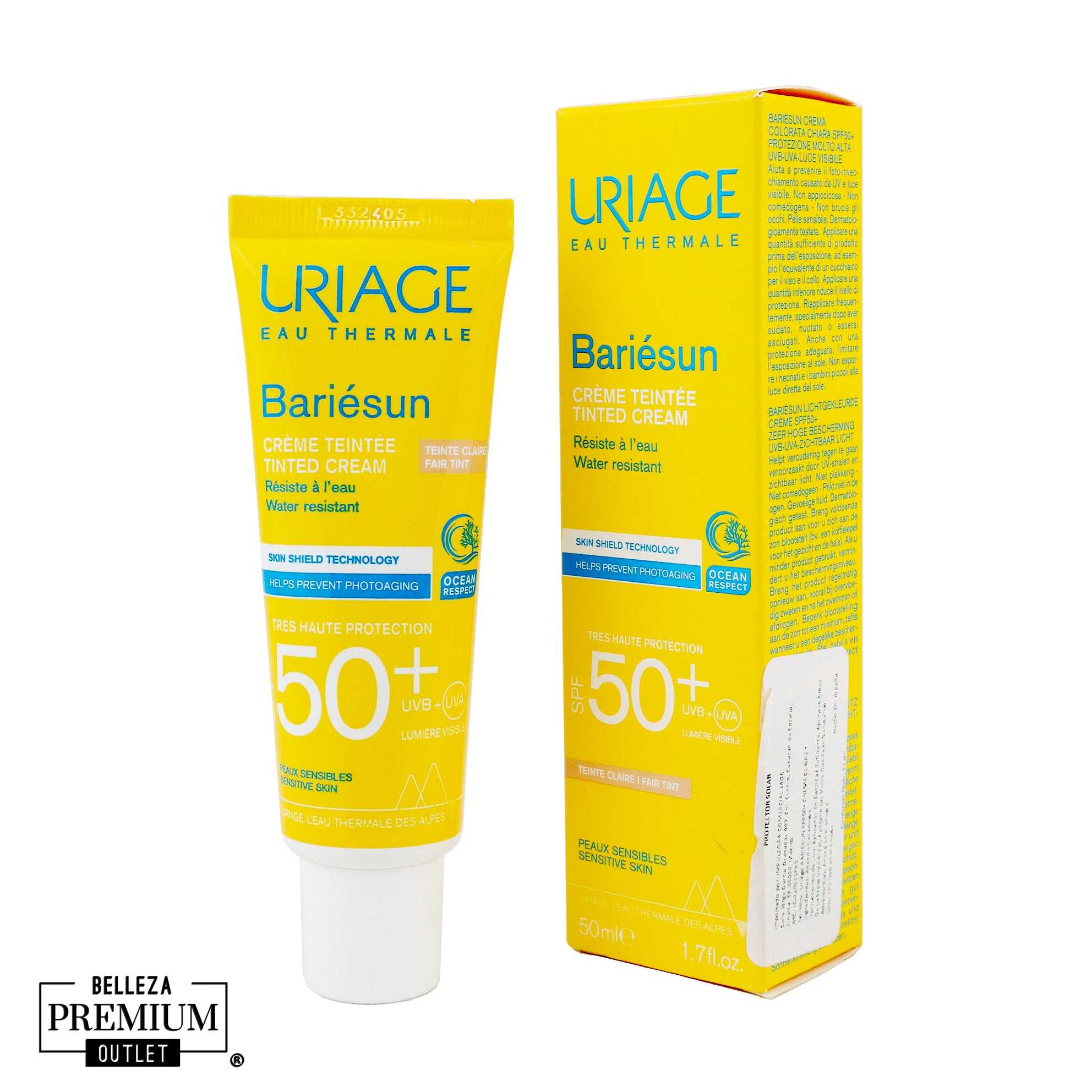 Uriage Bariesun Crème Claire SPF50+ 50ml – Protección Solar Alta para una Piel Segura y Radiante