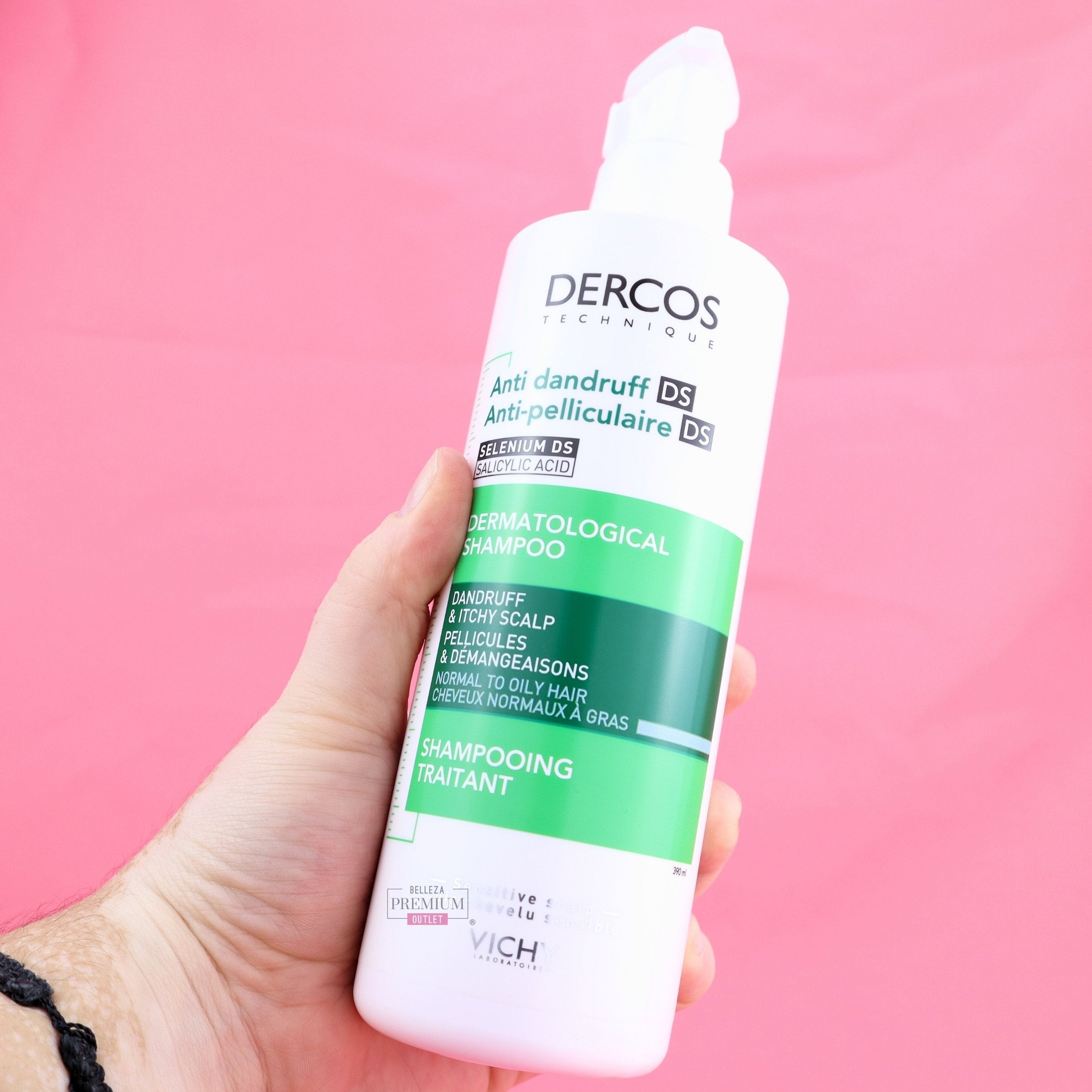 Vichy Dercos Champú Anticaspa Cabello Normal a Graso 390ml – Tratamiento Intensivo para Caspa Persistente y Cuero Cabelludo Graso