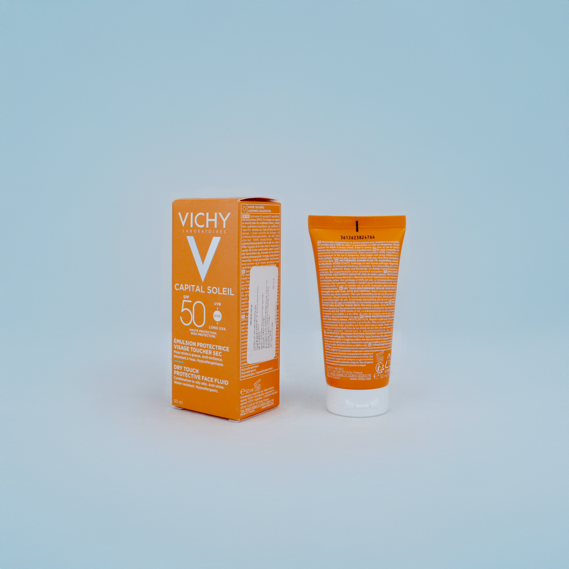 Vichy Capital Soleil Emulsión Toque Seco SPF 50 – Protección Solar Alta con Acabado Mate para Piel Mixta a Grasa (50ml)