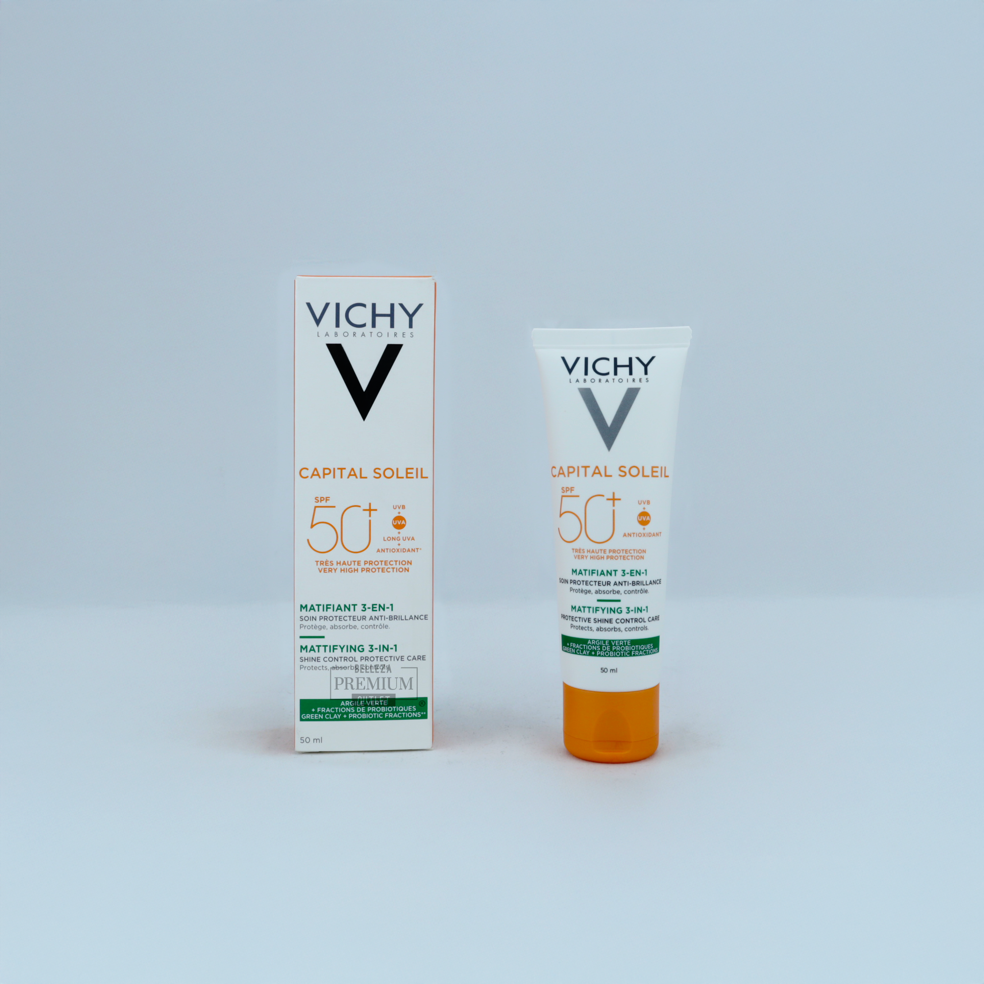 Vichy Capital Soleil 3 en 1 Matificante SPF 50+ – Protección Solar, Control de Brillos y Acción Antioxidante (50ml)