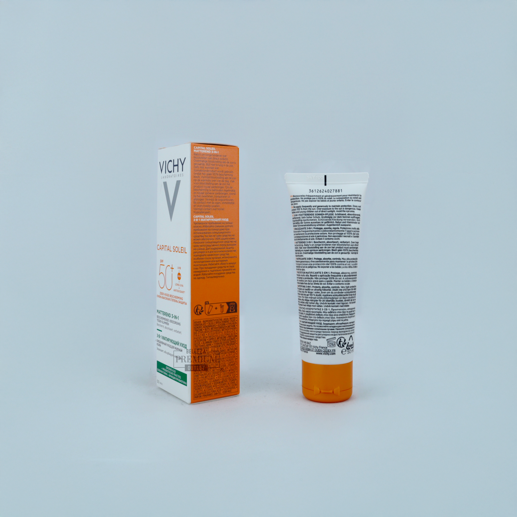 Vichy Capital Soleil 3 en 1 Matificante SPF 50+ – Protección Solar, Control de Brillos y Acción Antioxidante (50ml)