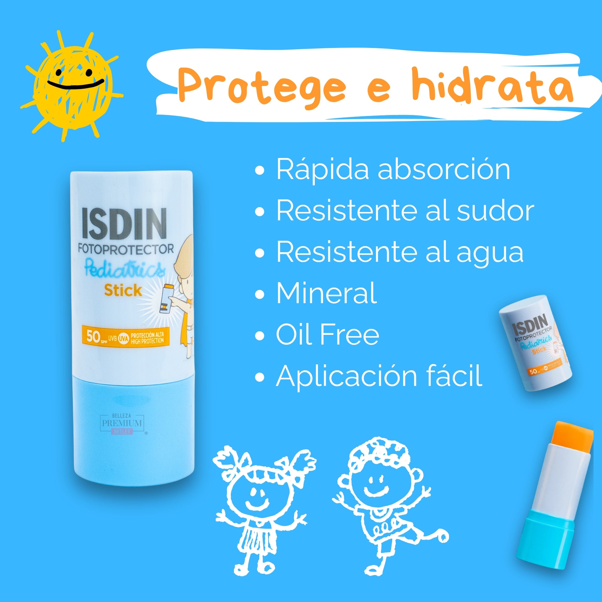 Isdin Invisible Stick Pediatrics SPF50 10g – Protector Solar en Barra para Niños y Piel Sensible