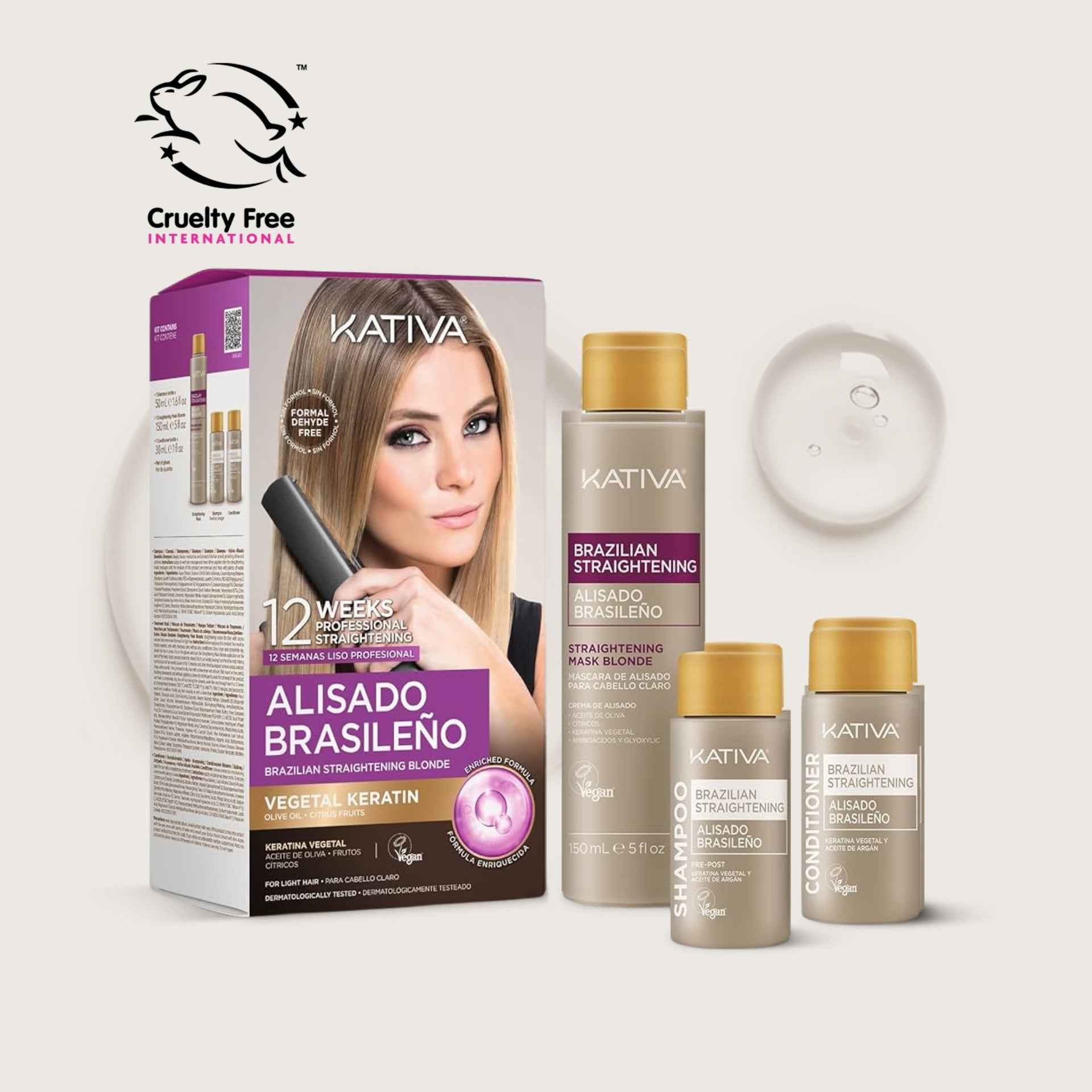 Kativa Alisado Brasileño Keratina Vegetal Cabello Claro 12 Semanas