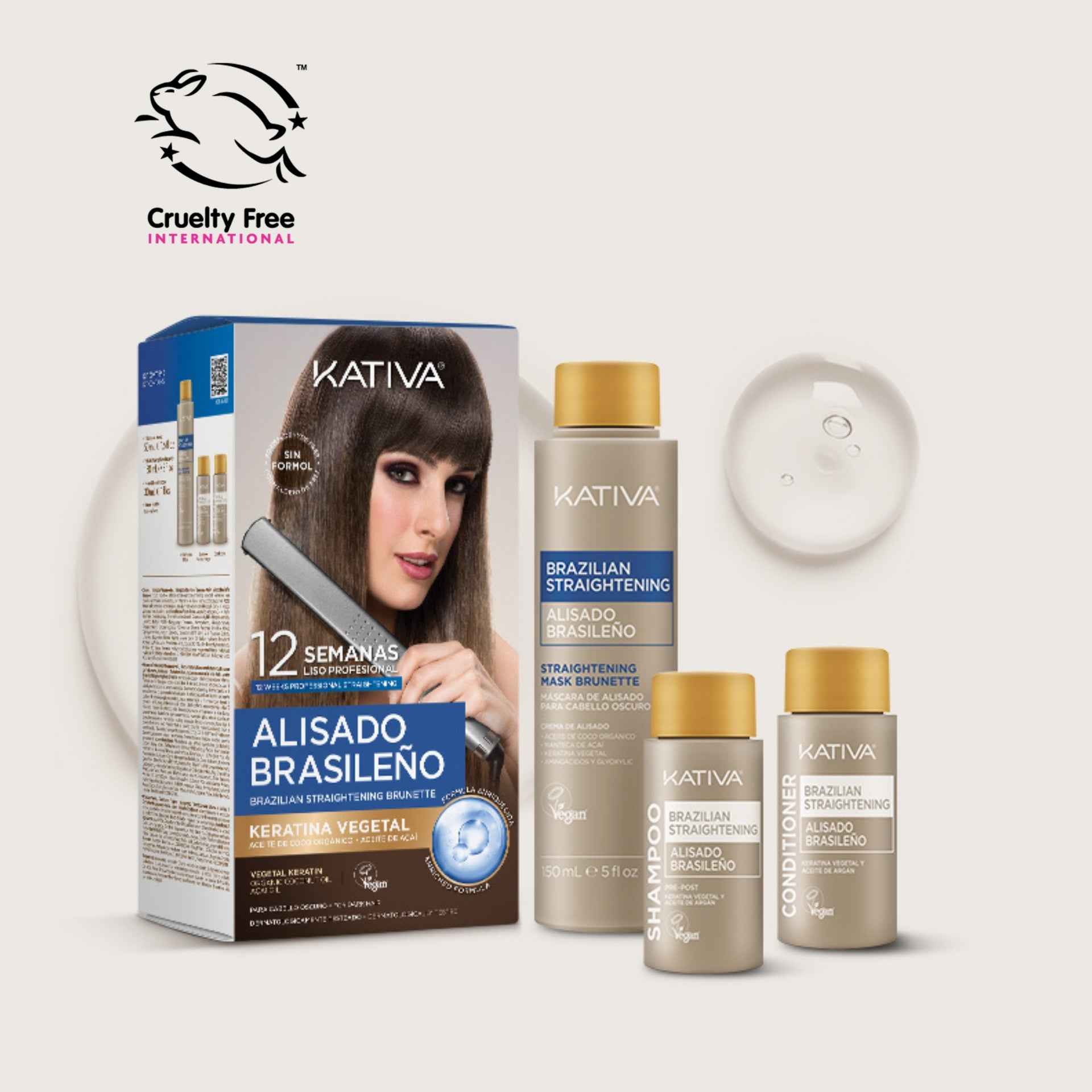 KATIVA Alisado Brasileño Keratina Vegetal Cabello Oscuro 12 Semanas