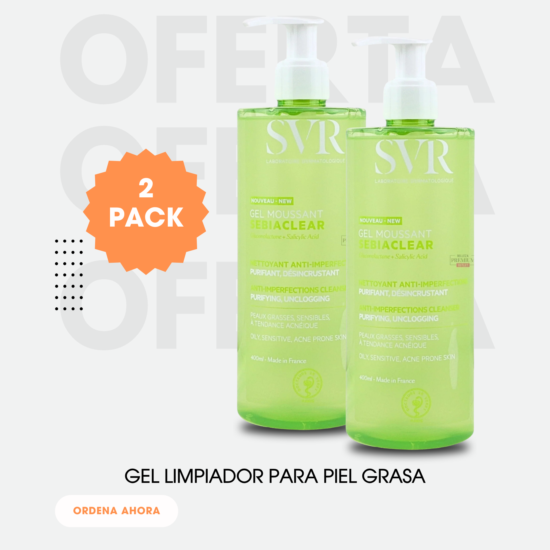 SVR Sebiaclear Gel Moussant 400ml Pack Doble Limpiador Piel Grasa