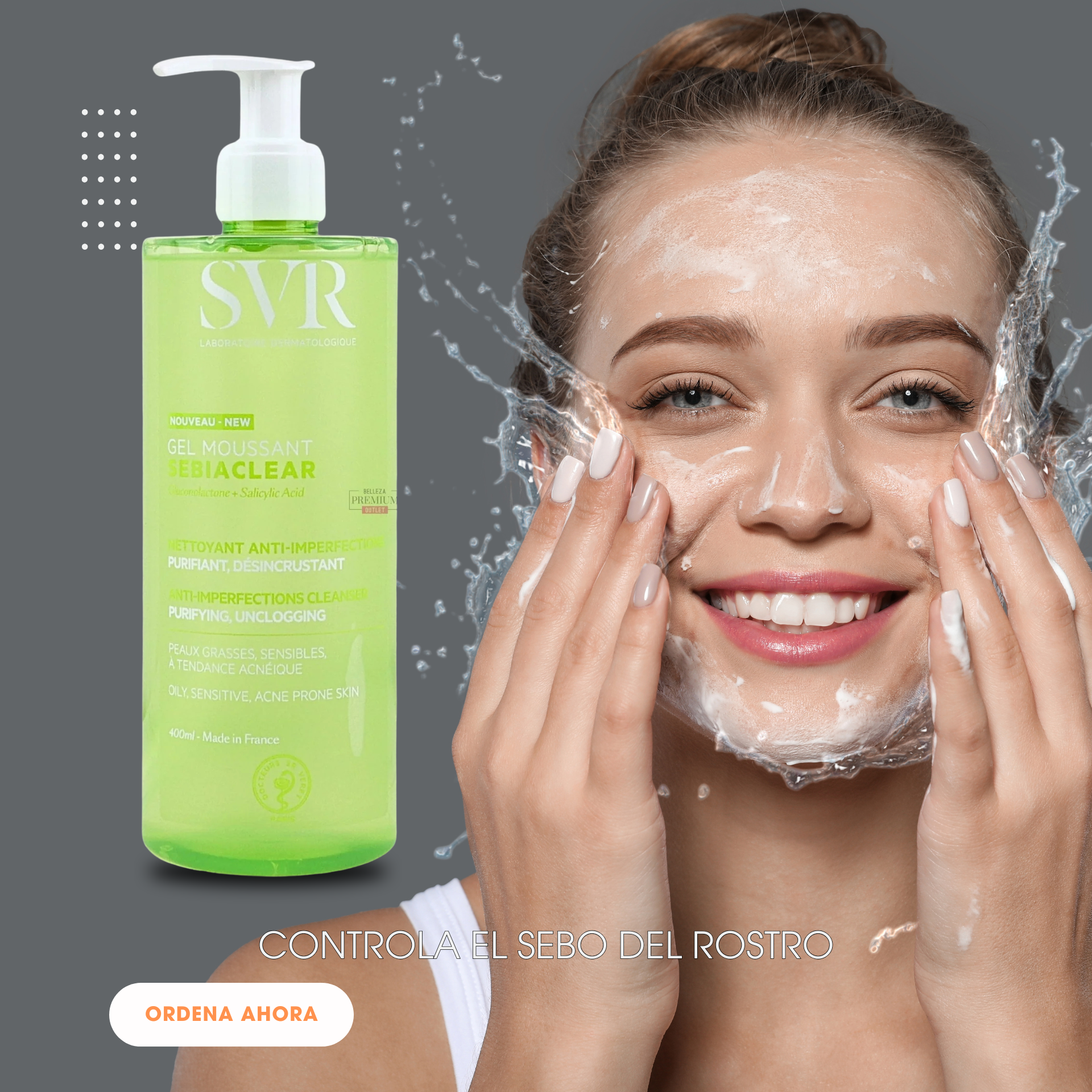 SVR Sebiaclear Gel Moussant 400ml Pack Doble Limpiador Piel Grasa